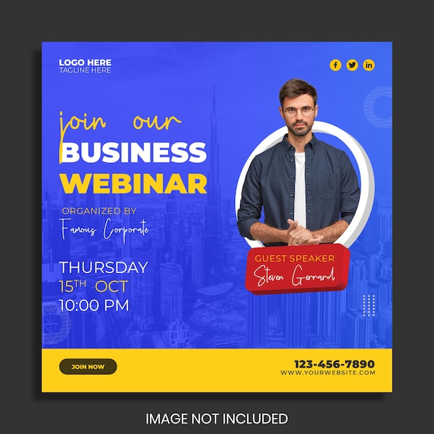 PSD business webinar social media post design