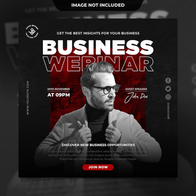 PSD business webinar social media post template