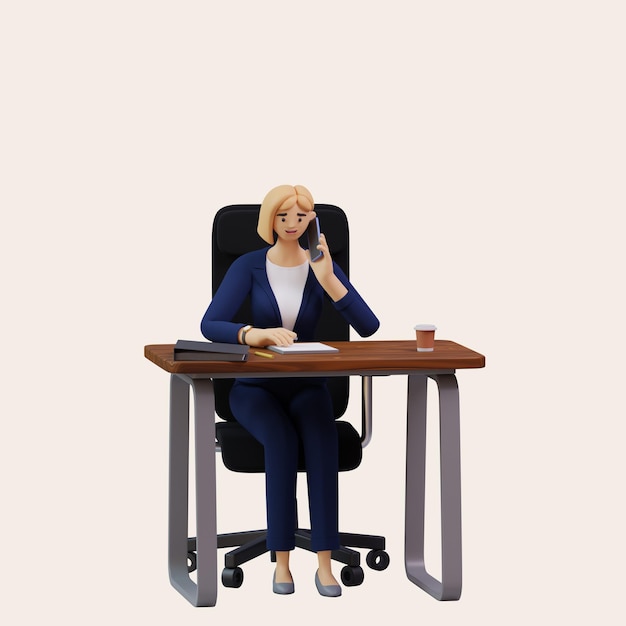 business woman attending call