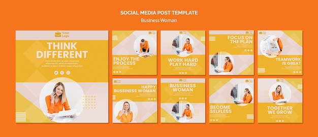 PSD business woman concept social media post template