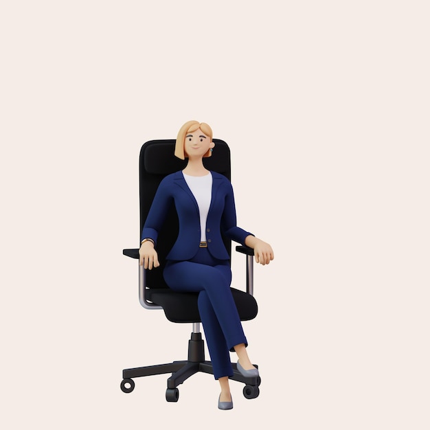 business woman sitting in chair