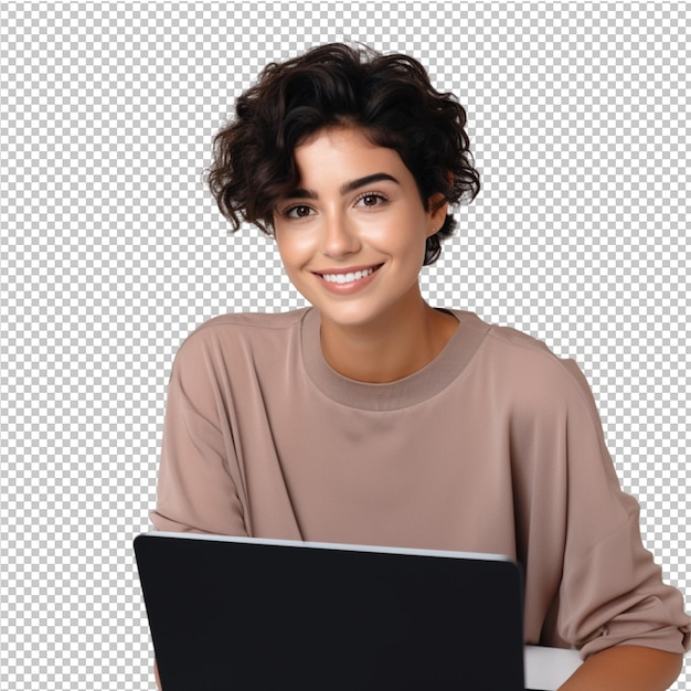 PSD business woman working laptop