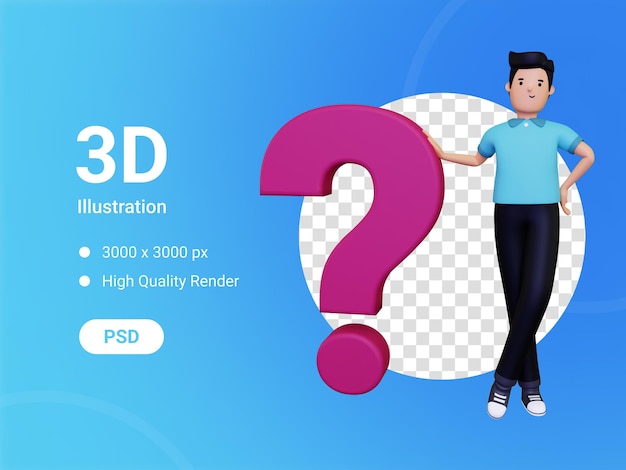 PSD businessman asking question 3d illustration