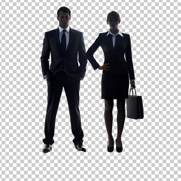 PSD businessman and businesswoman silhouette