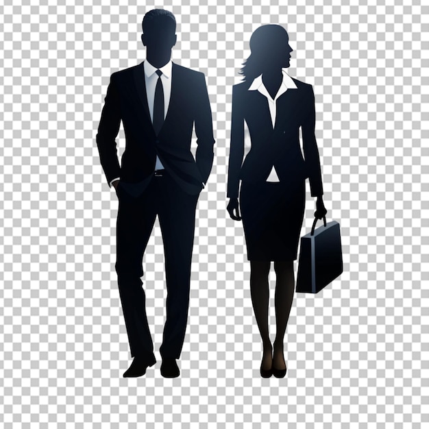 PSD businessman and businesswoman silhouette