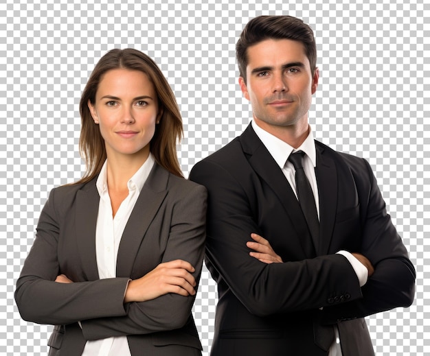 PSD businessman and businesswoman team isolated on transparent background