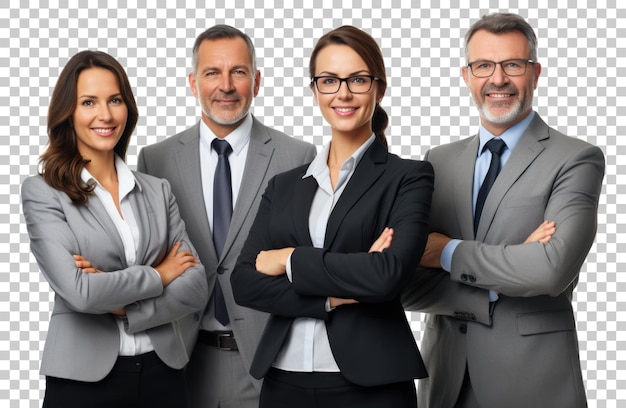 Businessman and businesswoman team isolated on transparent background