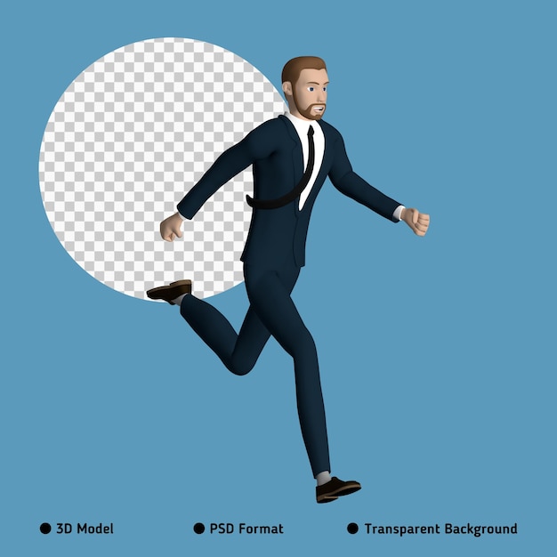 PSD businessman character running illustration 3d image