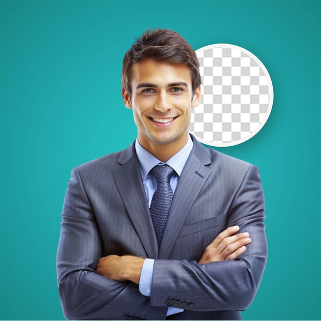 A businessman in coat with confidence posse transparent background