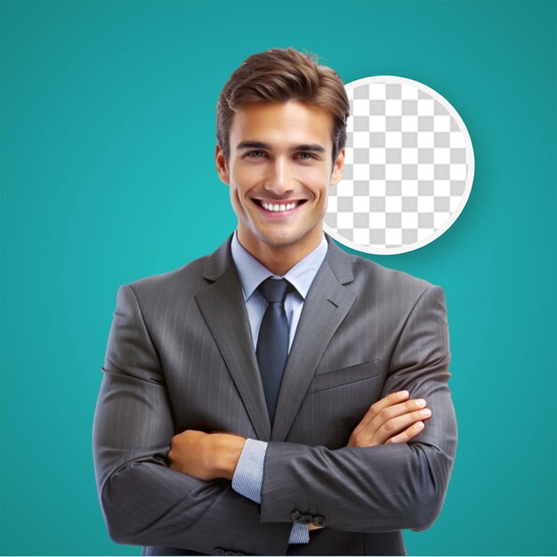 PSD a businessman in coat with confidence posse transparent background