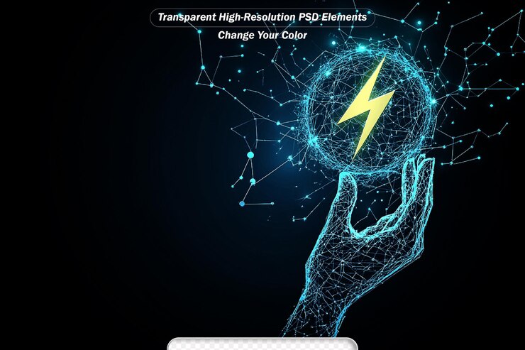 PSD 黑色背景的商人 创造可再生能源