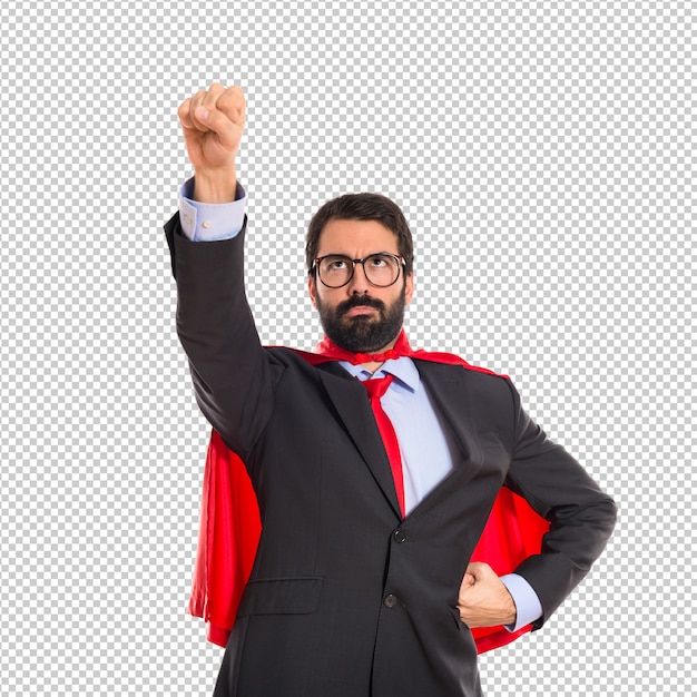 Businessman dressed like superhero