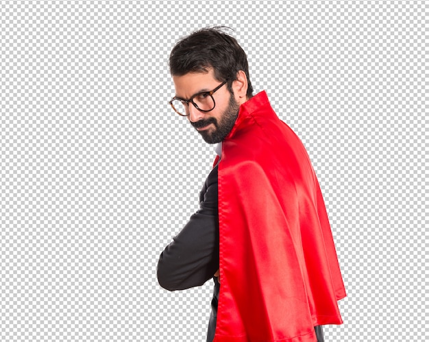 Businessman dressed like superhero