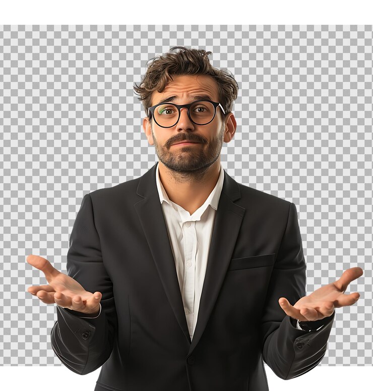 Businessman expressions on isolated transparent background
