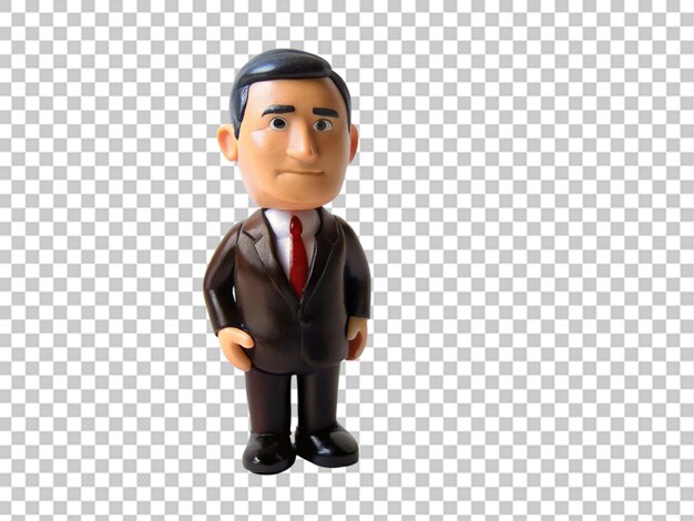 PSD businessman figurine standing cartoon on transparent background