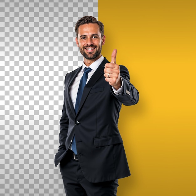 Businessman Giving Thumbs Up in a Suit Background Transparent
