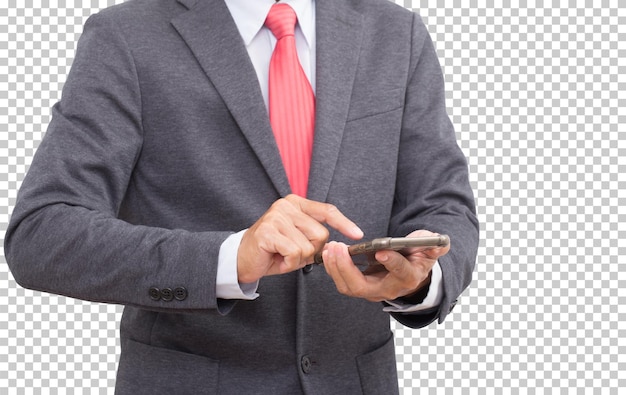 PSD businessman hand holding mobile phone