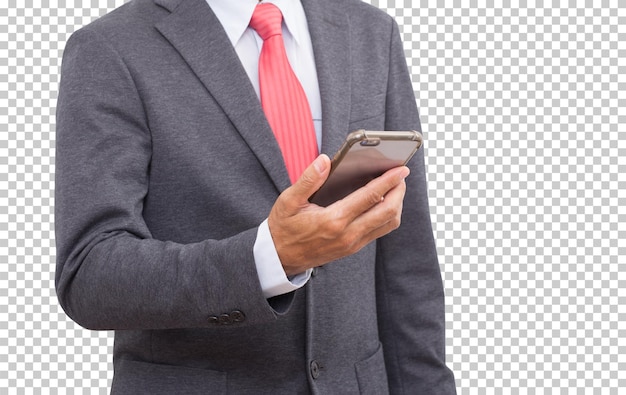 Businessman hand holding mobile phone