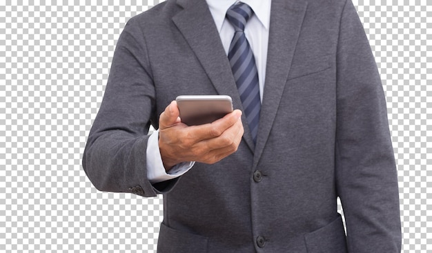 PSD businessman hand holding mobile phone