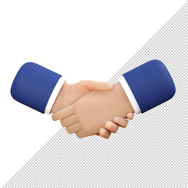 PSD businessman hands shaking business agreement concept 3d illustration rendering has clipping path for easy to use