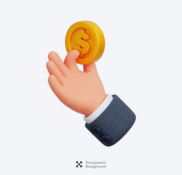 businessman holding dollar coin isolated money investment and business commerce 3d rendering