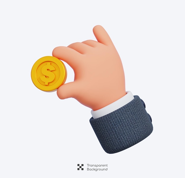 businessman holding golden dollar coin money investment and business commerce 3d rendering