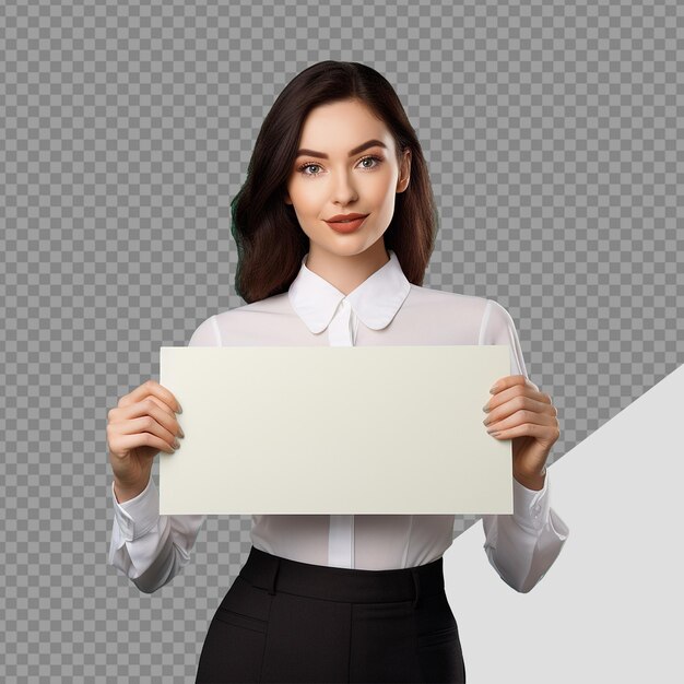 Businessman holding placard png isolated on transparent background