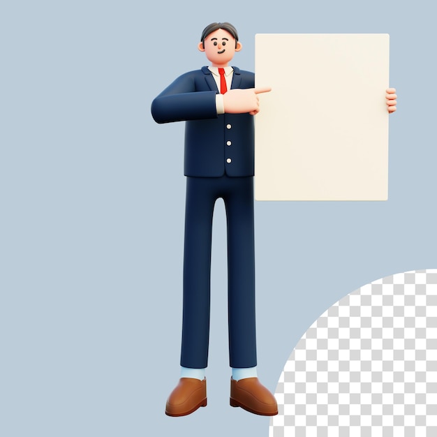 Businessman holding white blank board