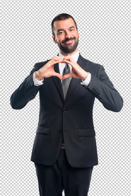 Businessman making a heart with his hands