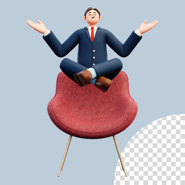 PSD businessman meditating relaxing yoga pose