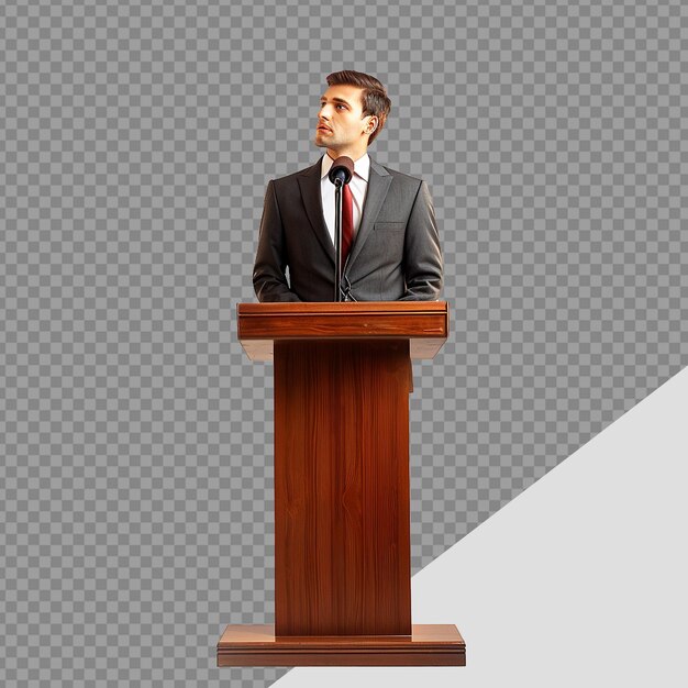 PSD businessman in microphone png isolated on transparent background