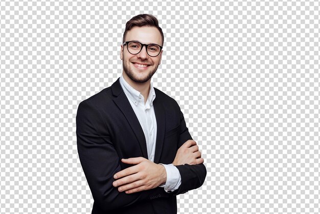 PSD businessman posing on white isolated background