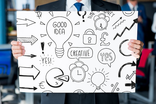 businessman presenting board mockup