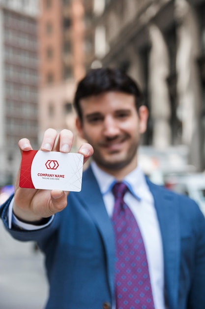 Businessman presenting business card