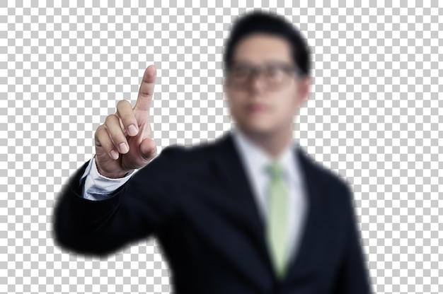 PSD businessman pushing a transparent screen with transparent background png