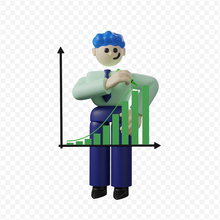 PSD businessman records business growth 3d illustration