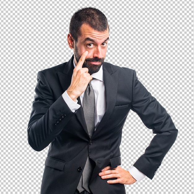 PSD businessman showing something