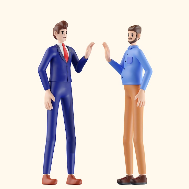 PSD businessman success deal with entrepreneur 3d illustration of cute cartoon smiling isolated on white background
