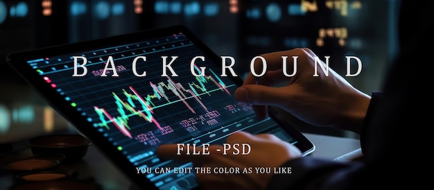 PSD ビジネスマン 株式取引 オンライン グラフ 透明性 タブレット画面