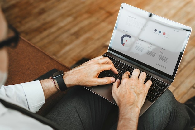 PSD businessman typing on his laptop