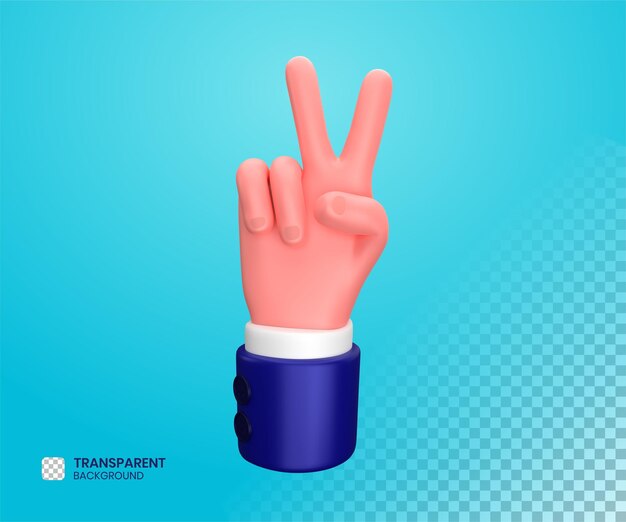 Businessman victory hand gesture 3d illustration