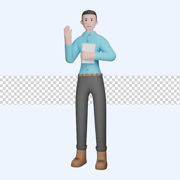 Businessman waving hand 3d illustration