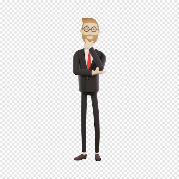 businessman wearing glasses in disbelief displeasure or doubt isolated 3d rendering