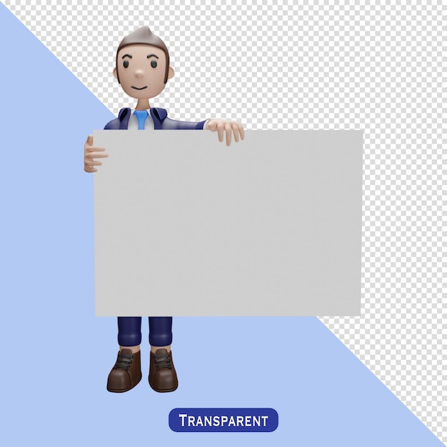 Бизнесмен с чистым листом бумаги в 3d стиле