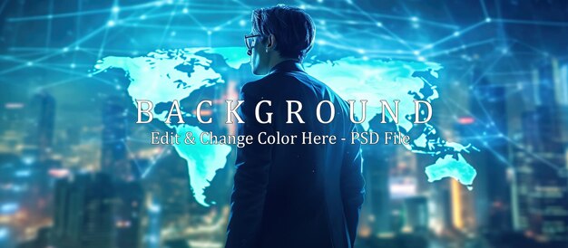 Businessman with global network and data exchanges over the world 3D rendering