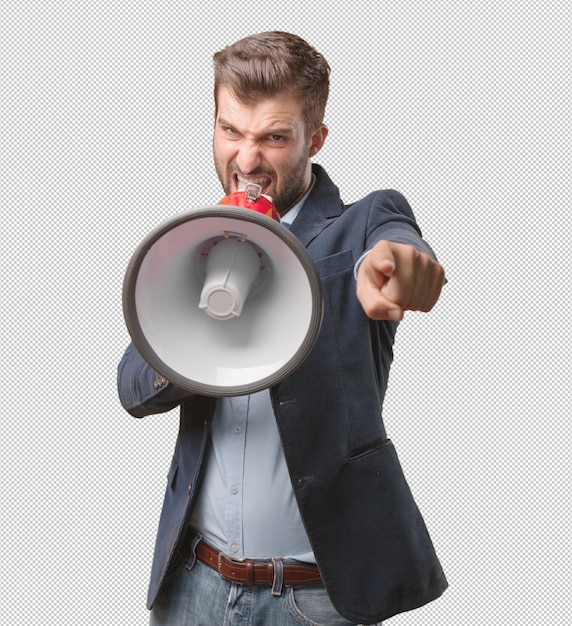 PSD businessman with megaphone