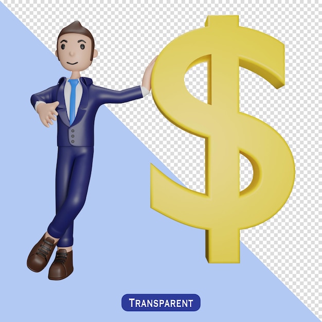 Businessman  with money in 3 d style