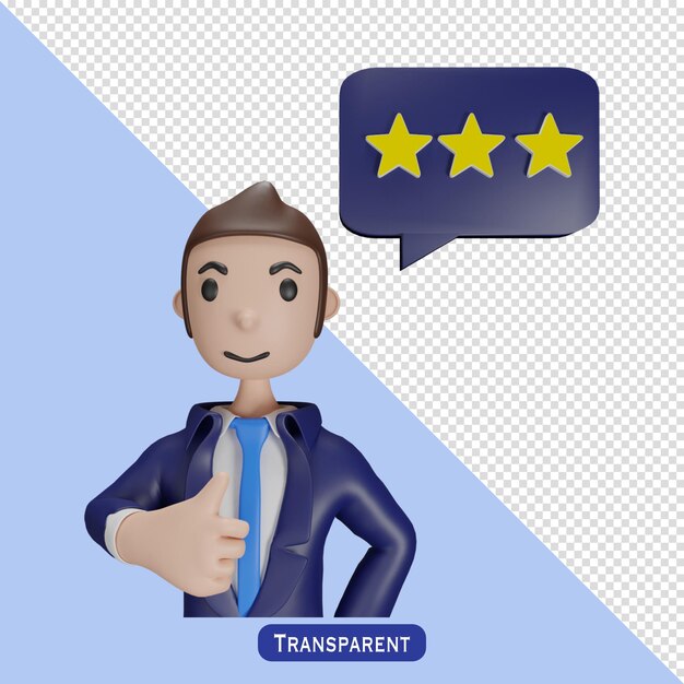 Businessman with thumbs up in 3 d style