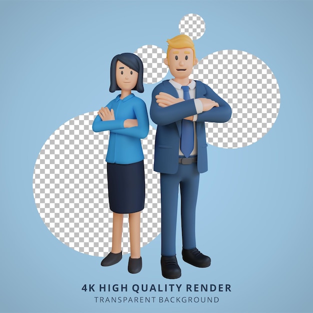 PSD businessman and woman standing in pairs character 3d character illustration