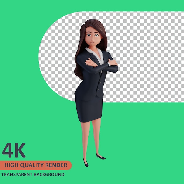 PSD la donna d'affari è in piedi rendering 3d della modellazione del personaggio